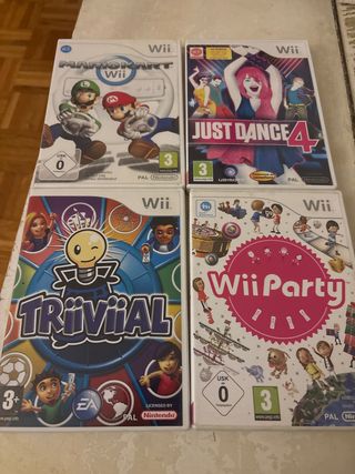 Lote 4 Juegos Wii: Mario Kart, Just Dance 4, Trivi