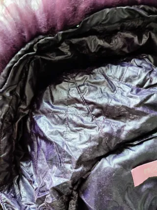 Piumino donna viola con cappuccio