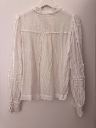 Camisa boho bordada talla S color blanco