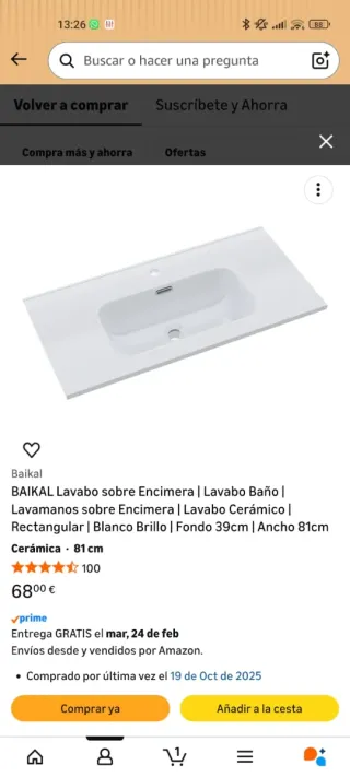 Lavabo Cerámico Blanco 60x36 Nuevo
