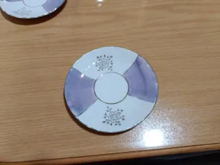 Juego de café porcelana Japón morado y blanco