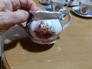 Juego de café porcelana Japón morado y blanco