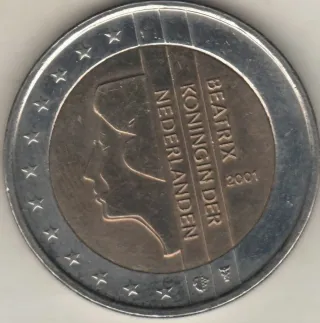 Moneda 2 euros Países Bajos 2001 Defecto Unico