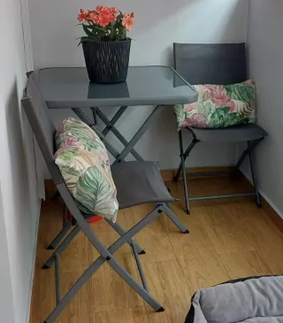 Mesa y 2 Sillas Plegables Terraza