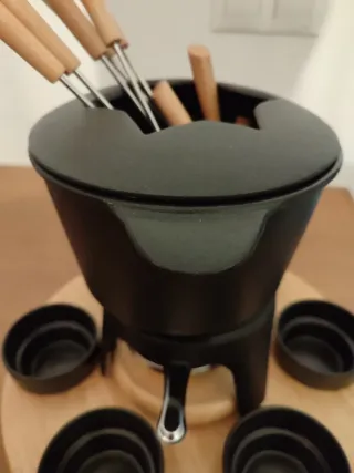 Set Fondue Acero Inoxidable Negro