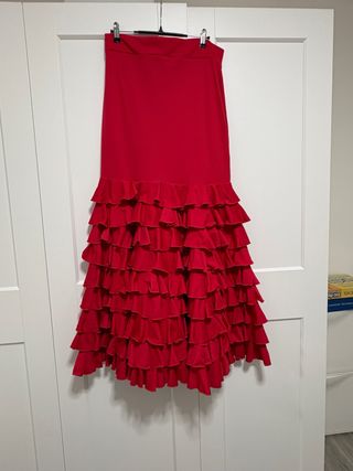 Falda Flamenca Roja Volantes