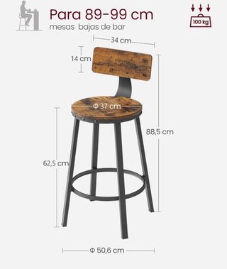 Conjunto de mesa alta y 2 taburetes a juego