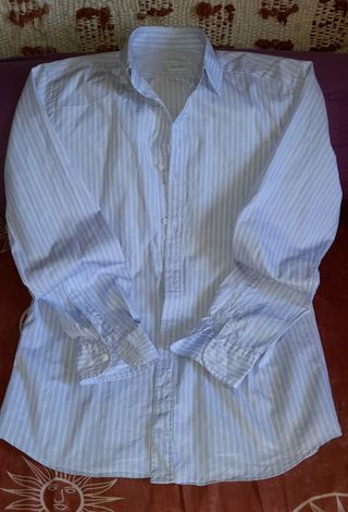 Camisa Massimo Dutti Rayas Azul y Blanco
