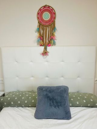 Cabecero polipiel gris y blanco