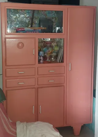 Vetrina in legno e vetro vintage