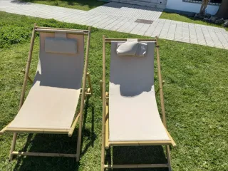 Tumbonas aluminio diseño bambú (2 unidades)