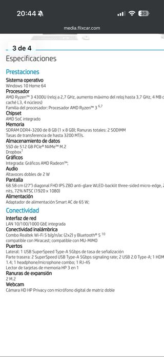 HP All-in-One 27-dp0048ns Plata/Blanco