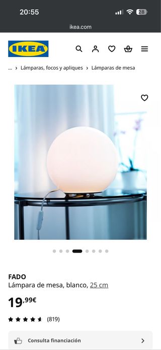 Lámpara Fado IKEA blanca - 1 mes de uso