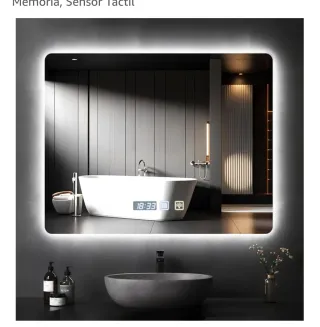 Espejo Baño LED 80 ancho x 60 alto, nuevo.