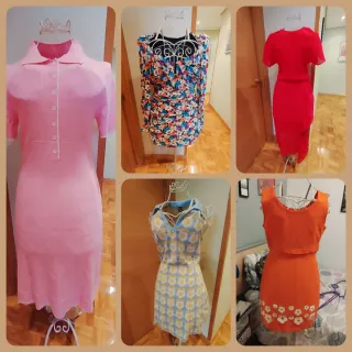 Lote 5 vestidos: rosa, rojo, naranja, multicolor