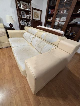 Lote de 2 sofas en piel beige