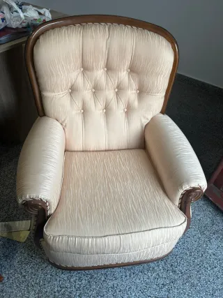 Sillón vintage tela y madera