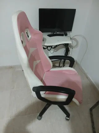 Silla Gamer Rosa y Blanca
