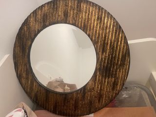 Espejo Redondo Dorado y Marrón