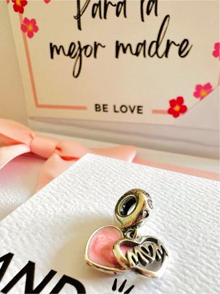 Pandora Charm Corazón Mom Rosa y Plata