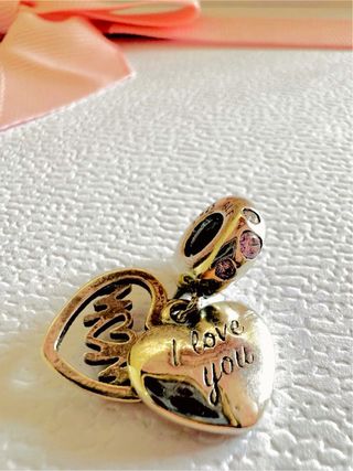 Pandora Charm Corazón Mom Rosa y Plata