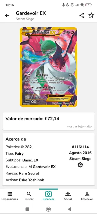Carta Pokémon Gardevoir EX PS 170