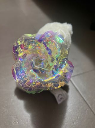 Peluche Orsetto Bianco con Cuore Rosa e Fiore