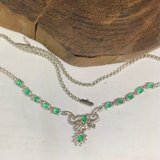 Collar Oro Blanco 18K Esmeraldas Colombianas