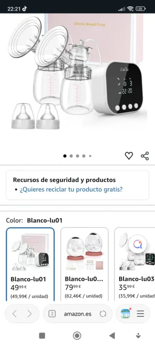 Sacaleches Eléctrico Portátil Lulia sin BPA precit