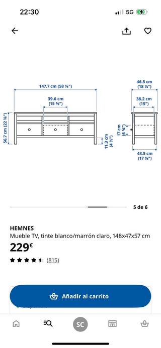 Mesa TV HEMNES IKEA