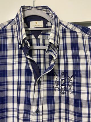Camisa de cuadros Puroego azul y blanco. Talla 3