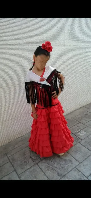 Traje Flamenca Niña Rojo Lunares