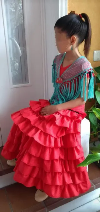 Traje Flamenca Niña Rojo Lunares