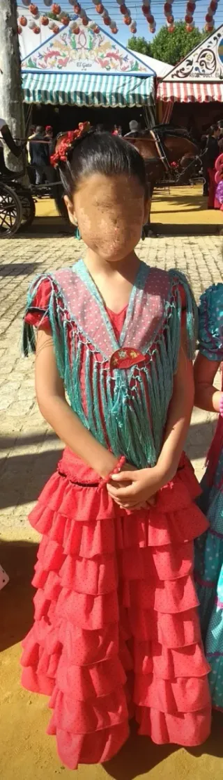 Traje Flamenca Niña Rojo Lunares