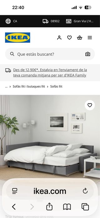Sofá Cama Gris IKEA