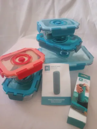 Kit Tuppers Vacío K Candy Vidrio y Plástico