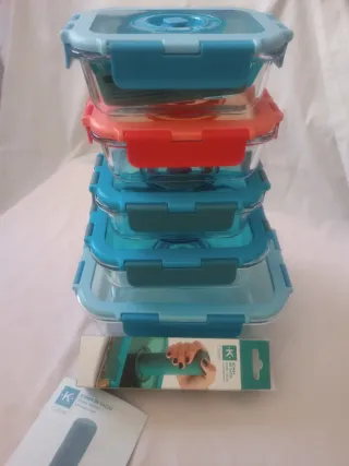 Kit Tuppers Vacío K Candy Vidrio y Plástico