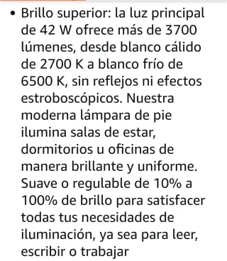 Lámpara de pie LED 177cm 42W 3700lm