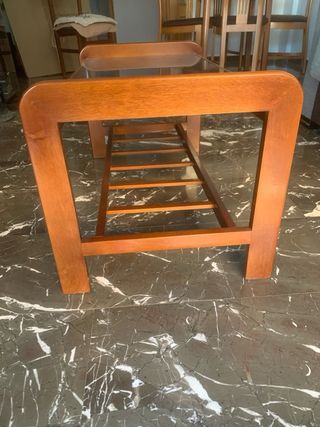 GANGA, Juego 2 mesas bajas madera y cristal