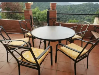 Mesa redonda jardín y 6 sillas