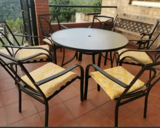 Mesa redonda jardín y 6 sillas