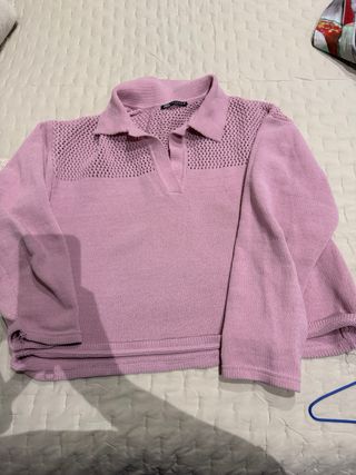 Jersey Zara Rosa Calado tipo polo