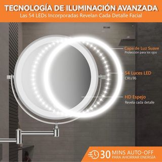 Espejo Maquillaje con Luz Pared Aumento 1X/20