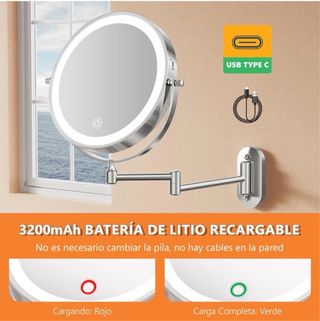Espejo Maquillaje con Luz Pared Aumento 1X/20