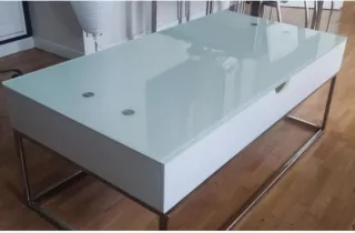 Mesa salón y de centro cristal templado, 4 sillas