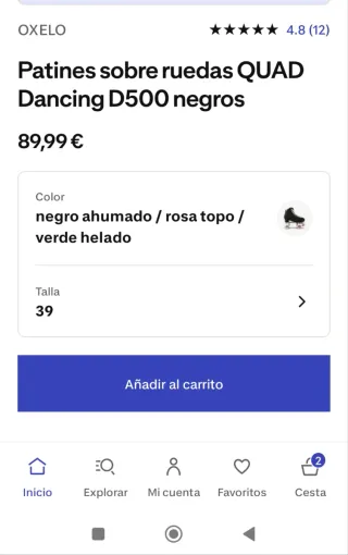 Patines de 4 ruedas negros talla 39