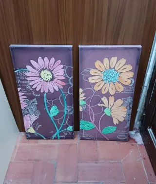 2 Cuadros Flores 30x60cm - 3 Euros por todo