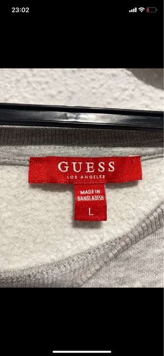Sudadera Guess Gris con Logo Brillante
