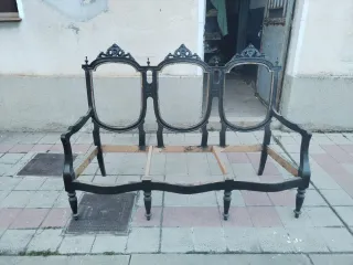 Autentico Tresillo antiguo restaurado de madera pa