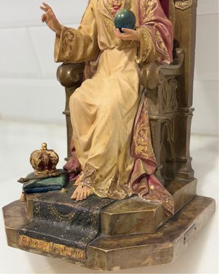 ANTIGUO SAGRADO CORAZÓN ENTRONADO ORO SELLADO OLOT